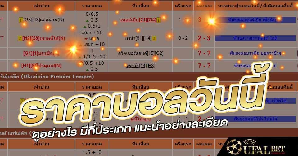 ราคาบอลวันนี้ 1